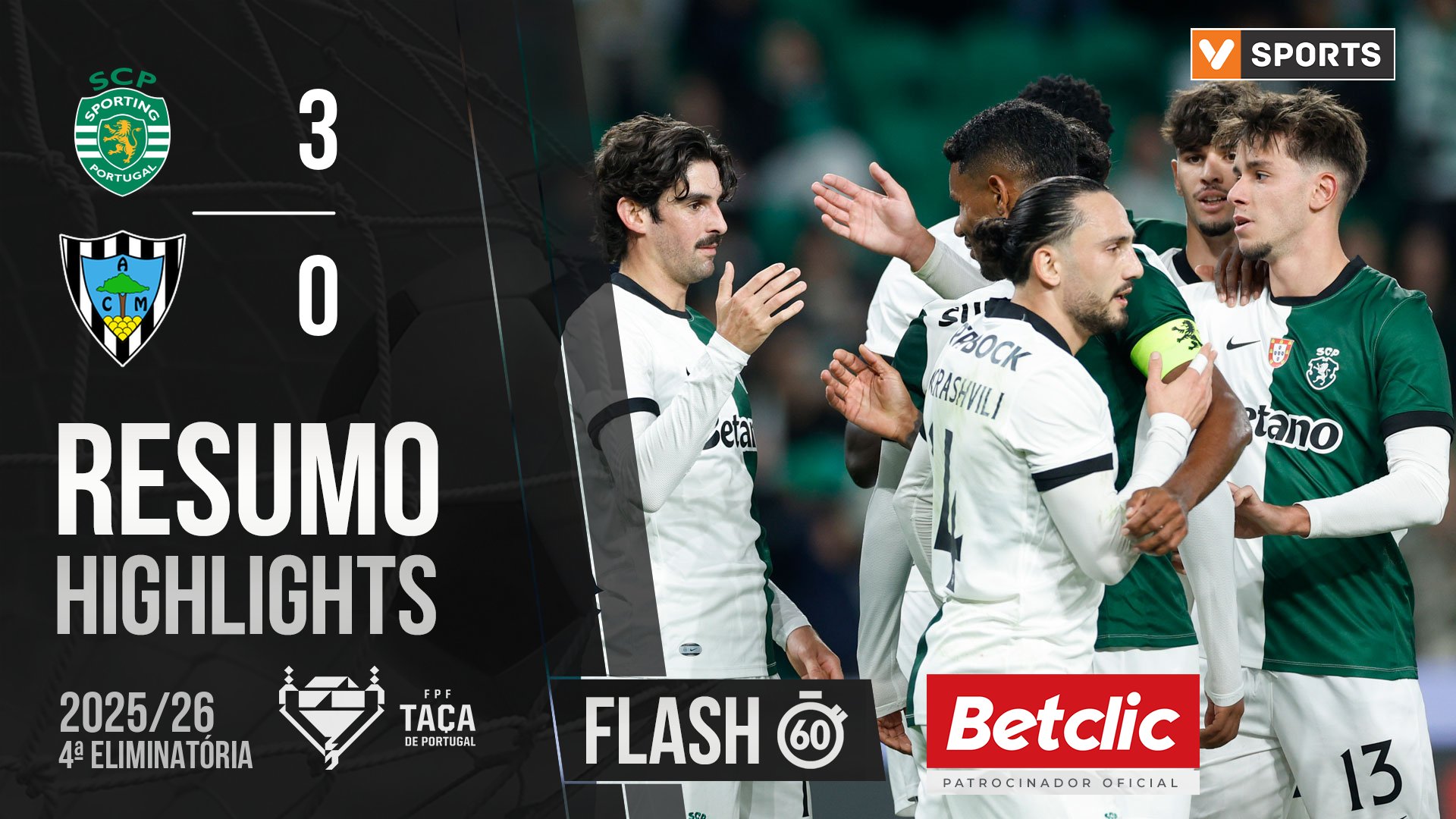 Taça Generali Tranquilidade (4ª Eliminatória): Resumo Flash Sporting 3-0 Marinhense