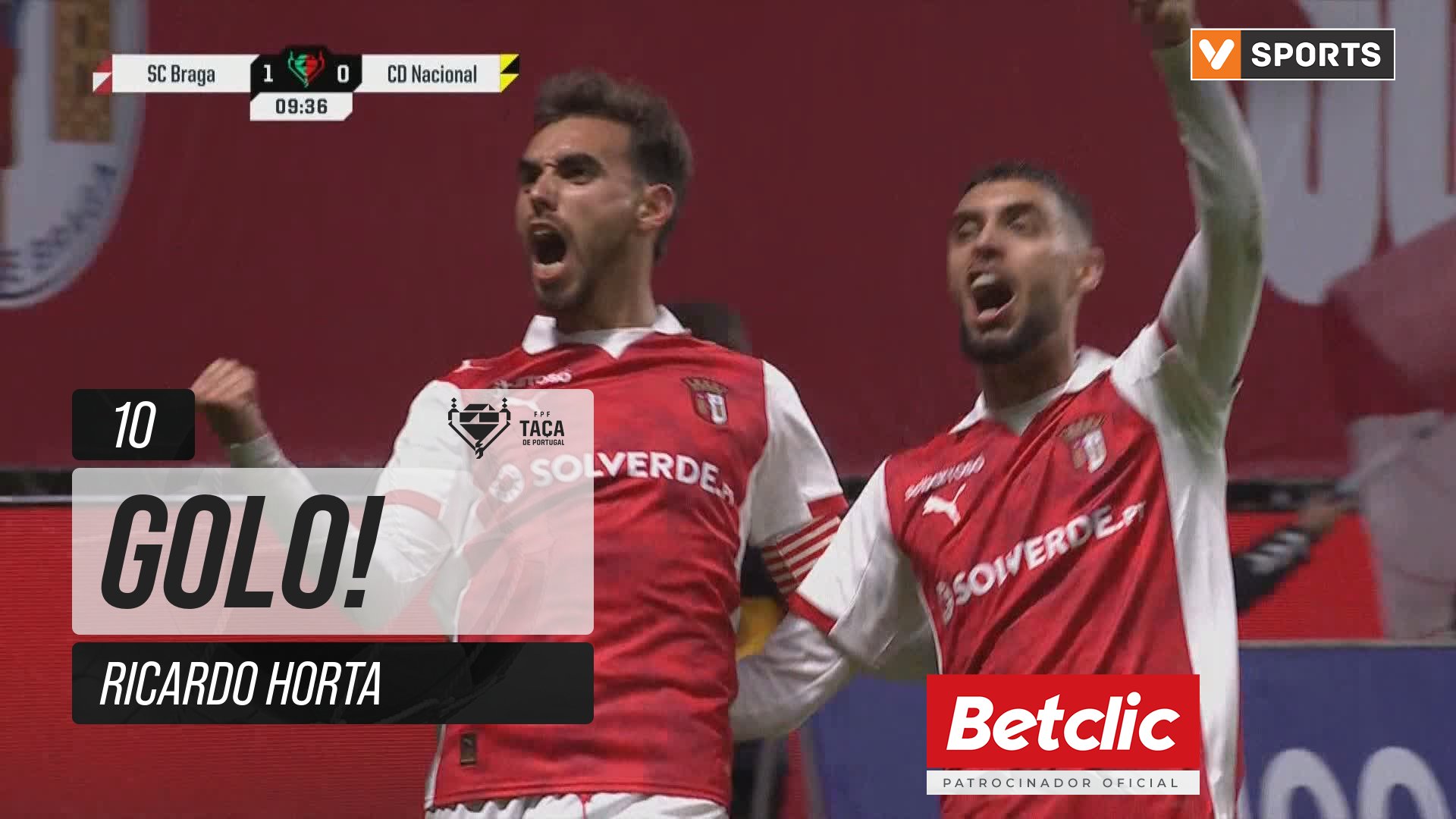 Braga X Nacional - Braga, Golo, Ricardo Horta, 10m, 1-0