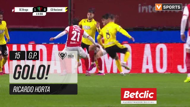 GOLO! Braga, Ricardo Horta aos 15', Braga 2-0 Nacional