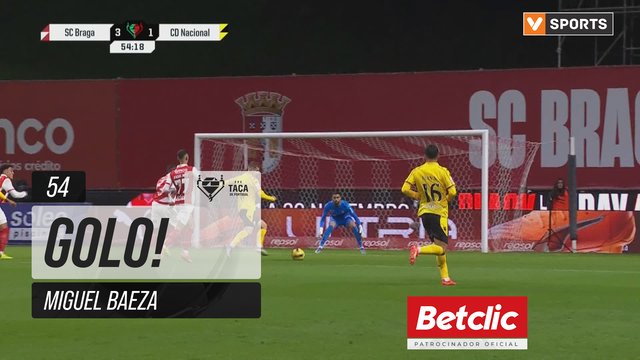 GOLO! Nacional, Miguel Baeza aos 54', Braga 3-1 Nacional