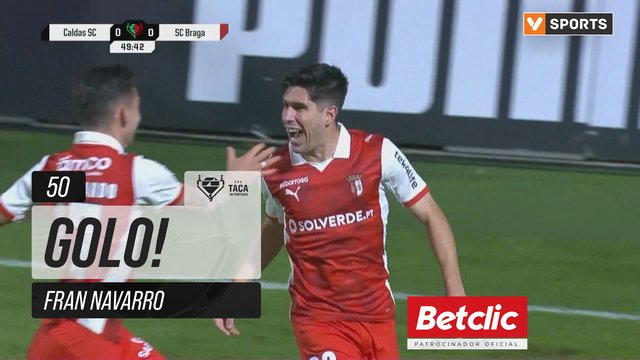 GOLO! Braga, Fran Navarro aos 50', Caldas 0-1 Braga