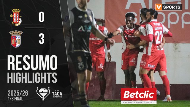 Taça Generali Tranquilidade (Oitavos de Final): Resumo Caldas 0-3 Braga