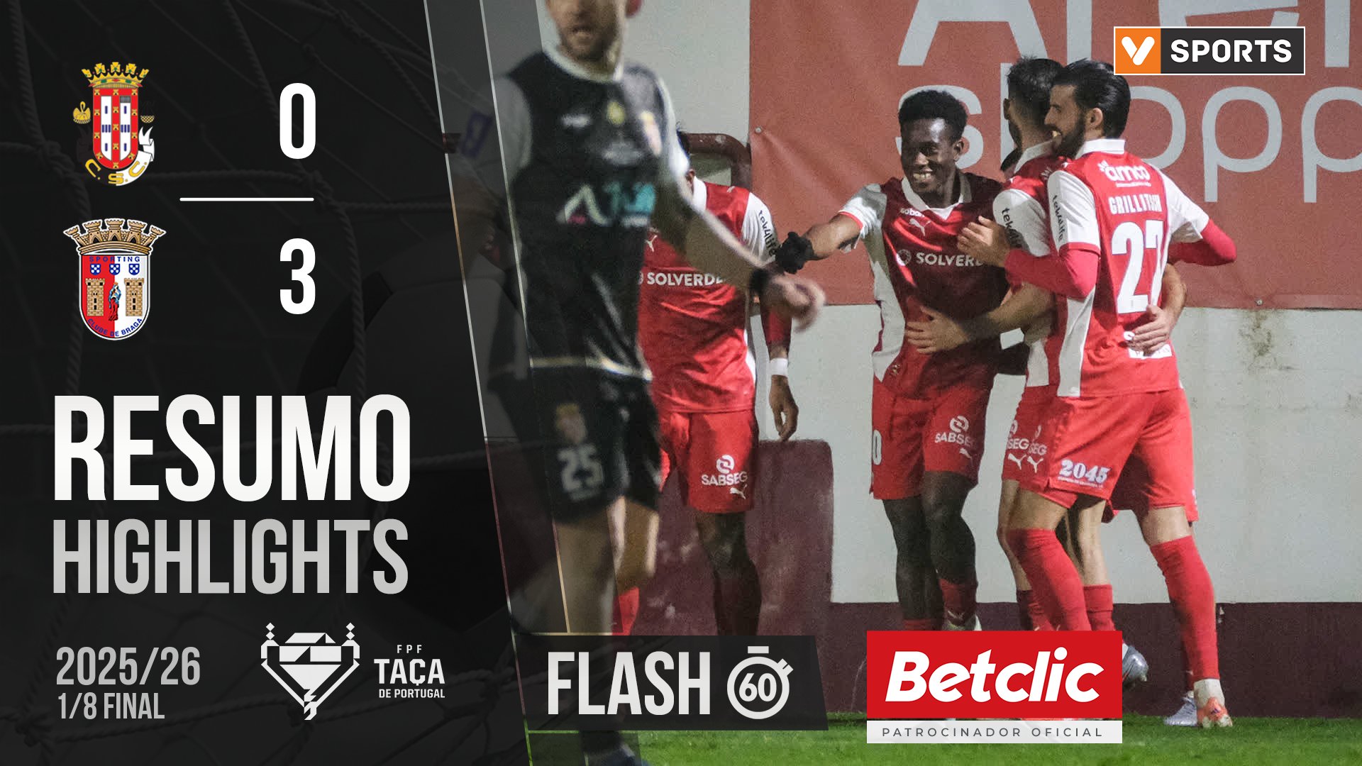 Taça Generali Tranquilidade (Oitavos de Final): Resumo Flash Caldas 0-3 Braga