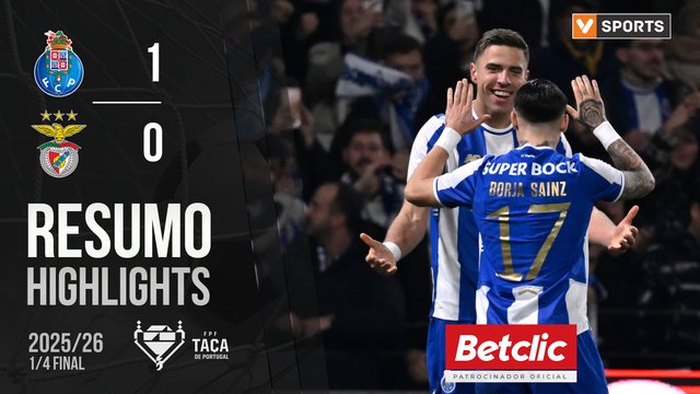 Taça Generali Tranquilidade (Quartos de Final): Resumo FC Porto 1-0 Benfica