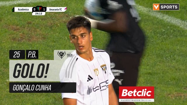 GOLO! A. Académica, Gonçalo Cunha (p.b.) aos 25', A. Académica 1-1 Amarante