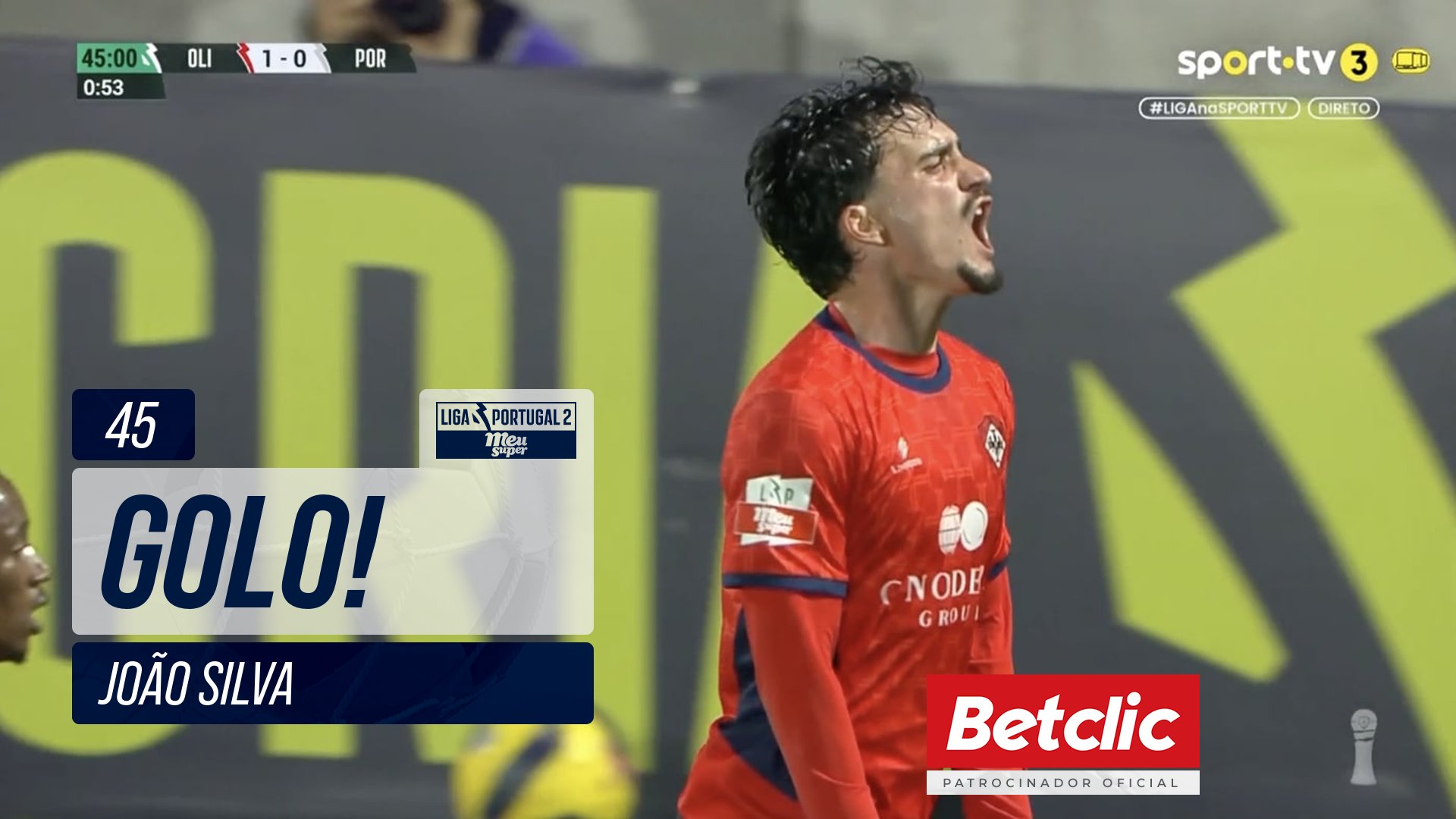 GOLO! Oliveirense, João Silva aos 45', Oliveirense 1-0 FC Porto B