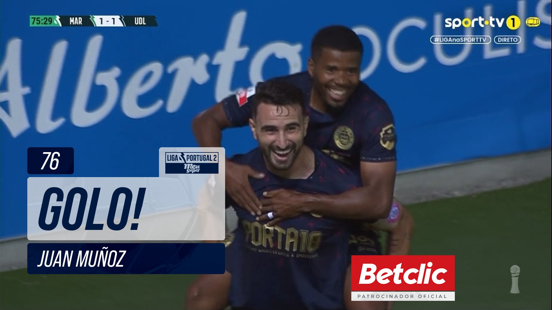 GOLO! U. Leiria, Juan Muñoz aos 76', Marítimo 1-2 U. Leiria