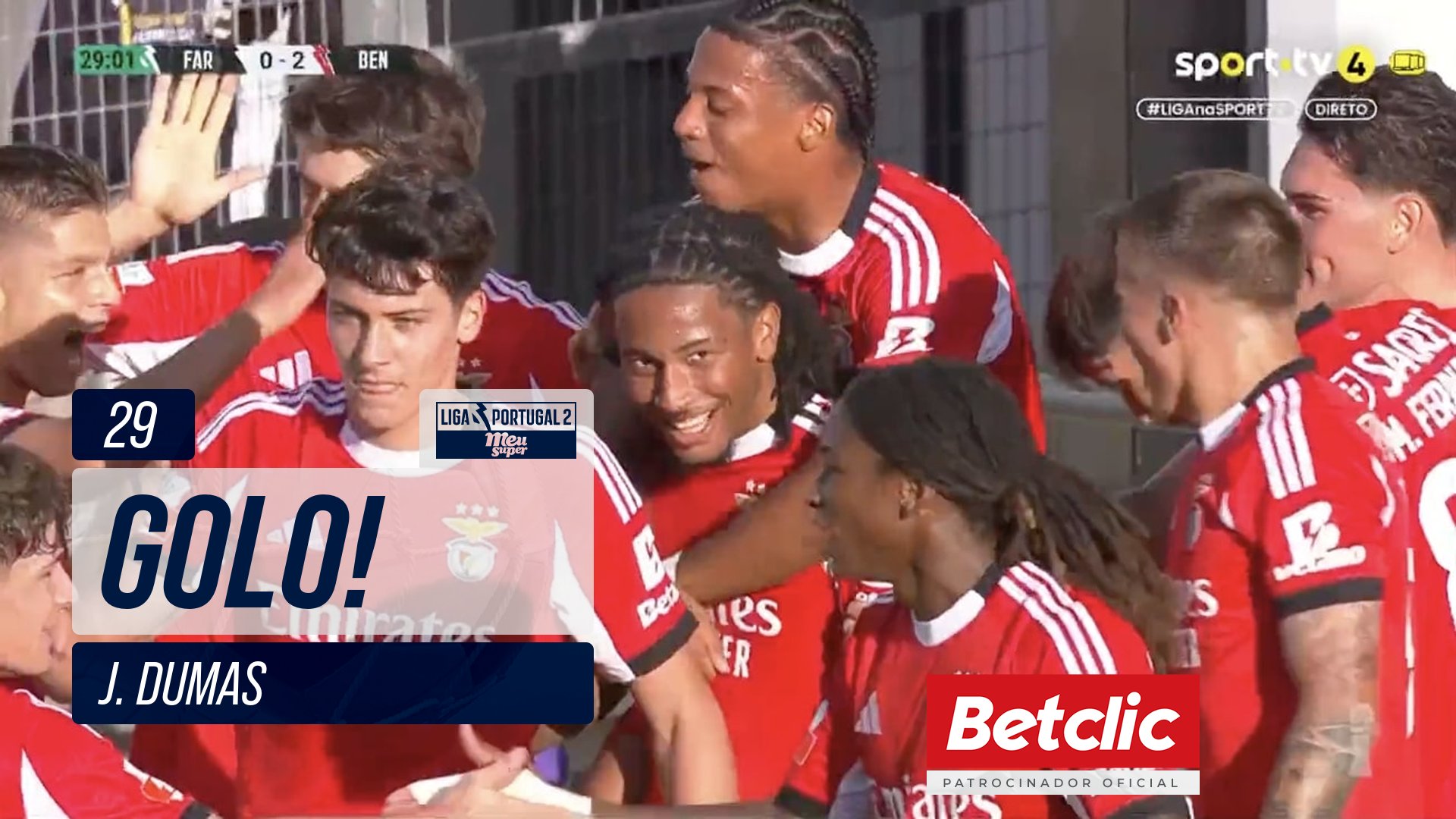 GOLO! Benfica B, J. Dumas aos 29', Farense 0-2 Benfica B