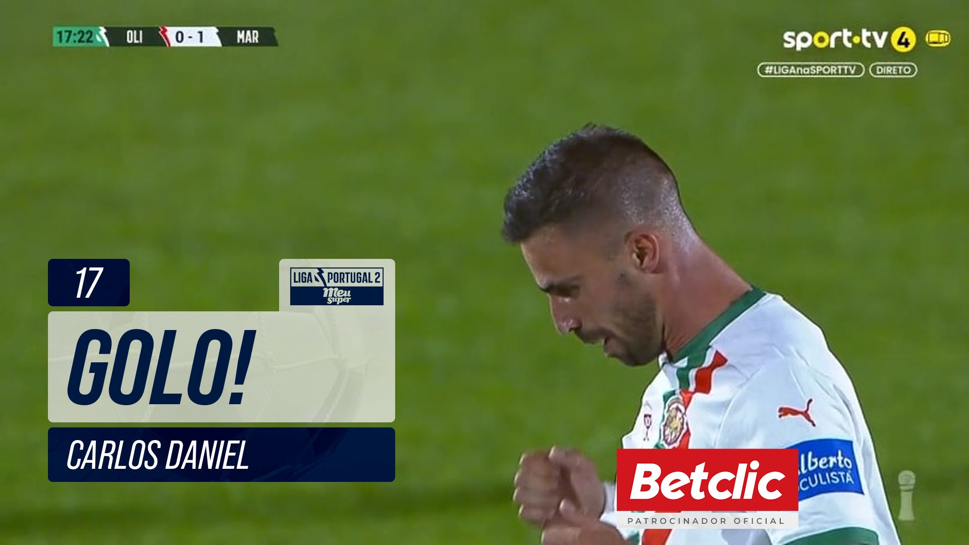 GOLO! Marítimo, Carlos Daniel aos 17', Oliveirense 0-1 Marítimo
