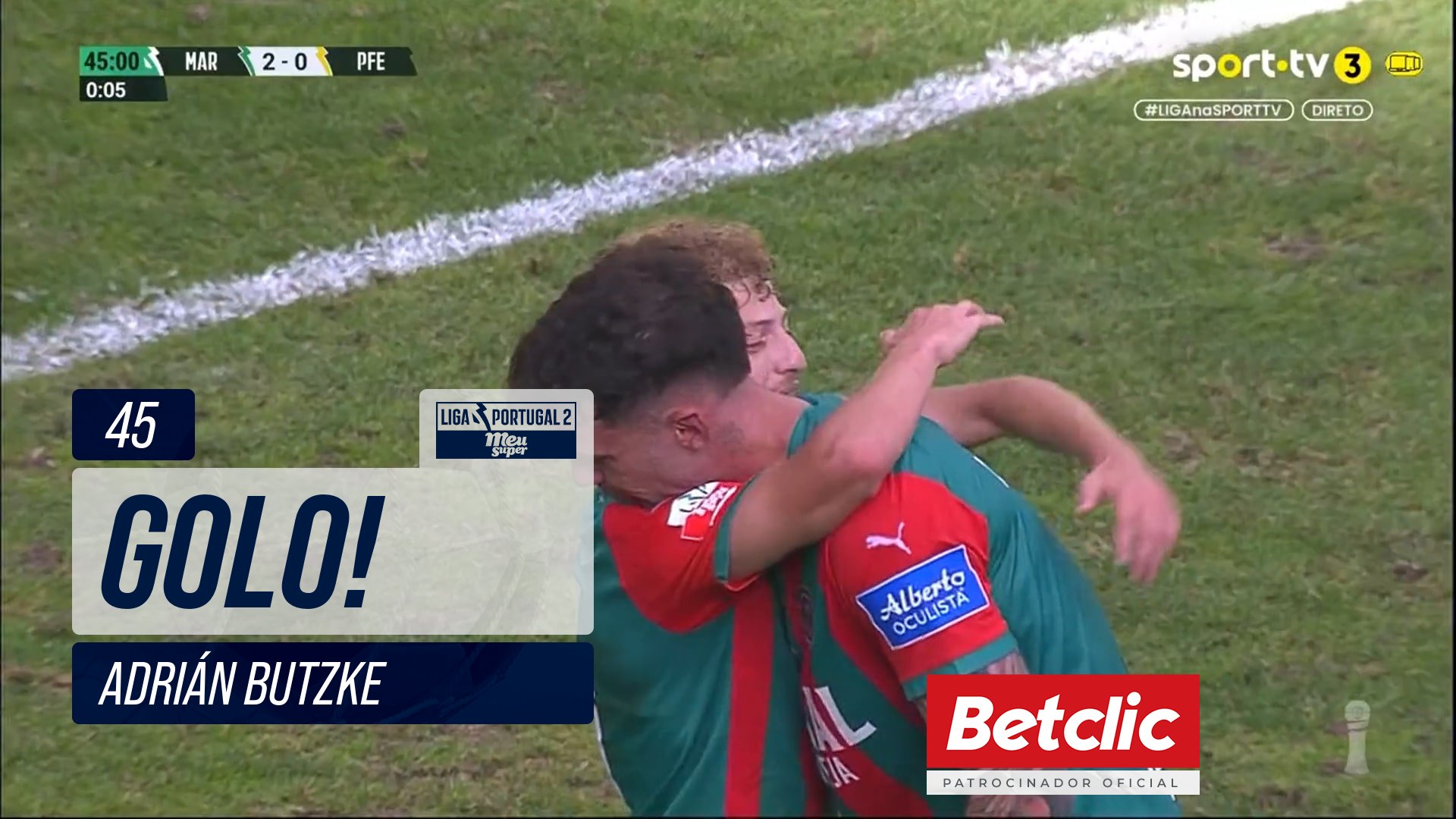 GOLO! Marítimo, Adrián Butzke aos 45', Marítimo 2-0 P. Ferreira