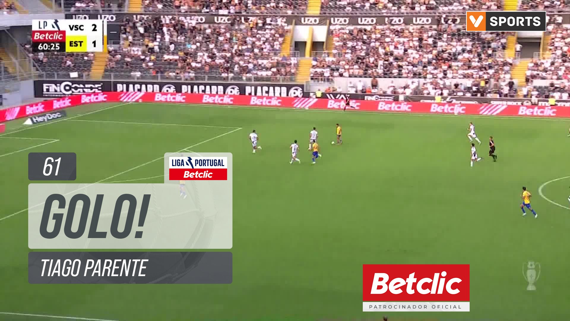 Vitória SC X Estoril - Estoril, Golo, Tiago Parente, 61m, 2-2