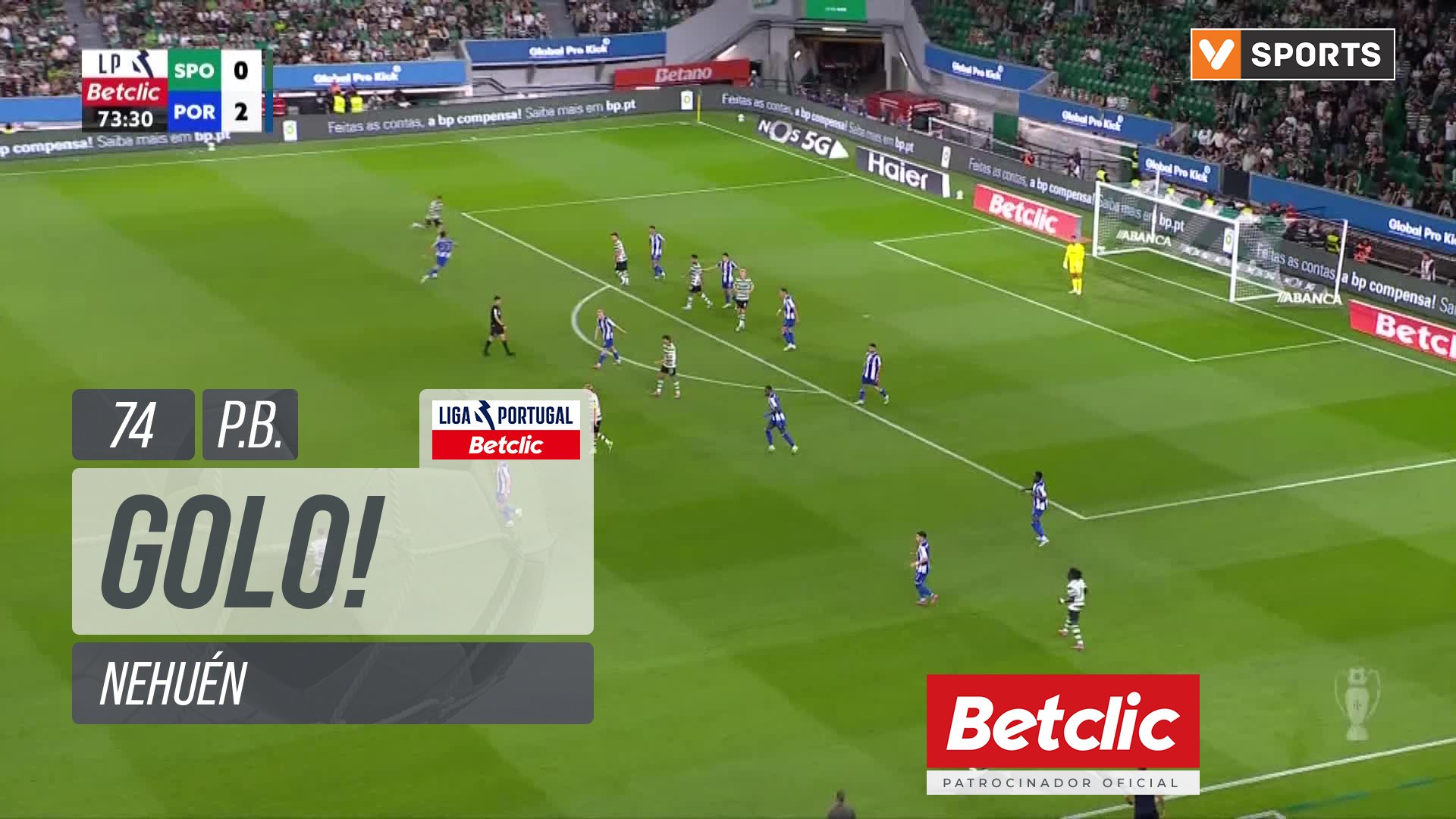 Sporting X FC Porto - Sporting, Golo, Nehuén (p.b.), 74m, 1-2