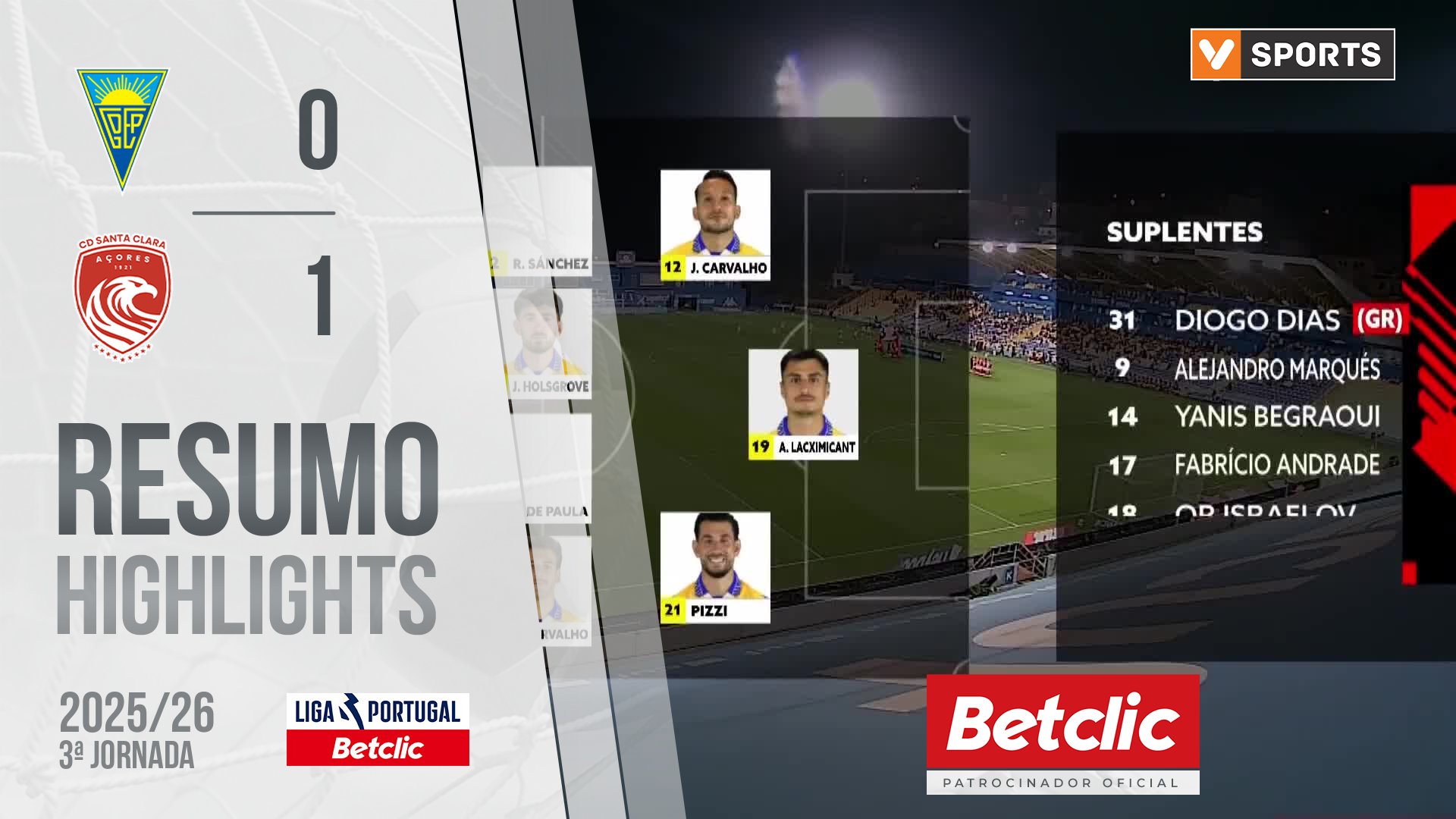 Liga Portugal Betclic (3ªJ): Resumo Estoril 0-1 Santa Clara