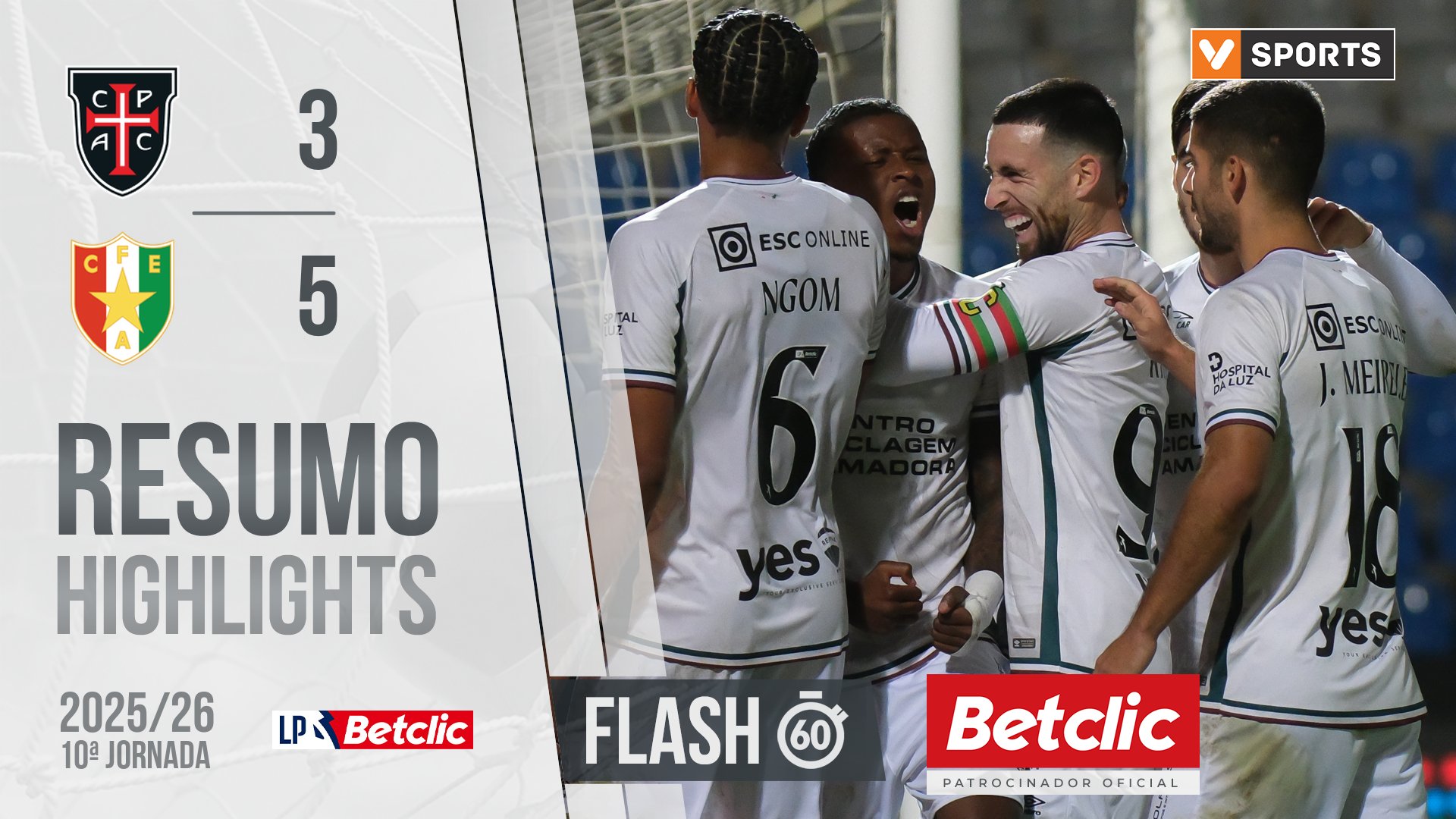 Liga Portugal Betclic (10ªJ): Resumo Flash Casa Pia 3-5 Estrela Amadora
