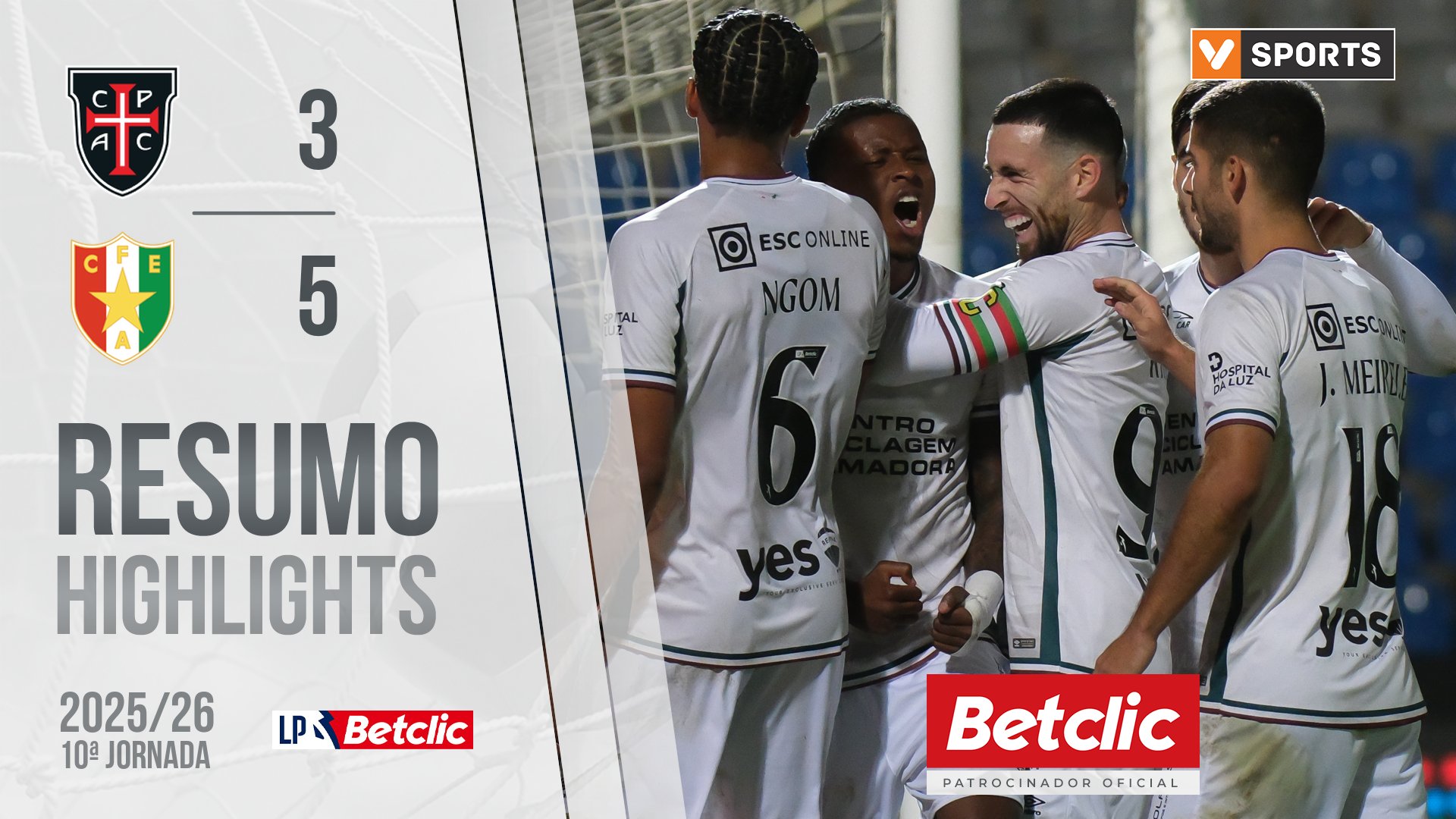 Liga Portugal Betclic (10ªJ): Resumo Casa Pia 3-5 Estrela Amadora