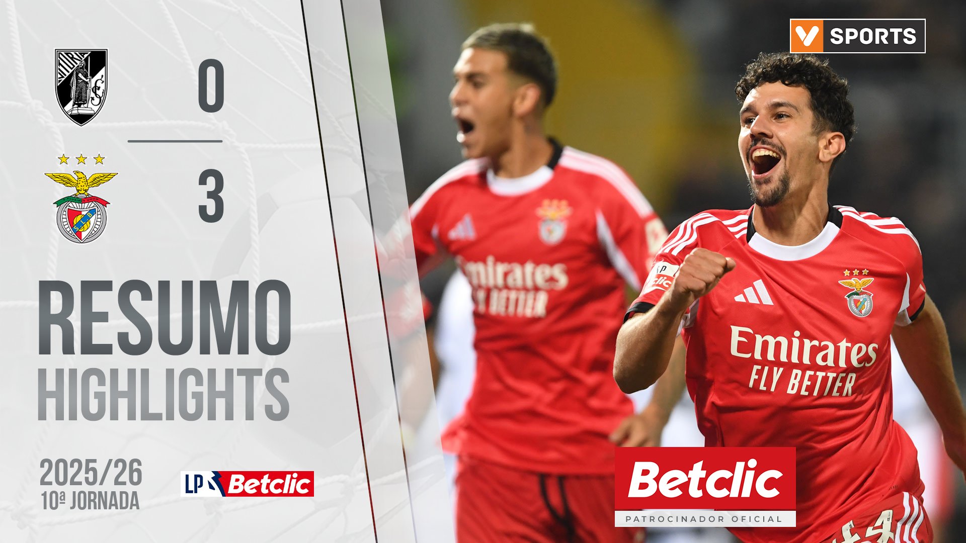 Liga Portugal Betclic (10ªJ): Resumo Vitória SC 0-3 Benfica