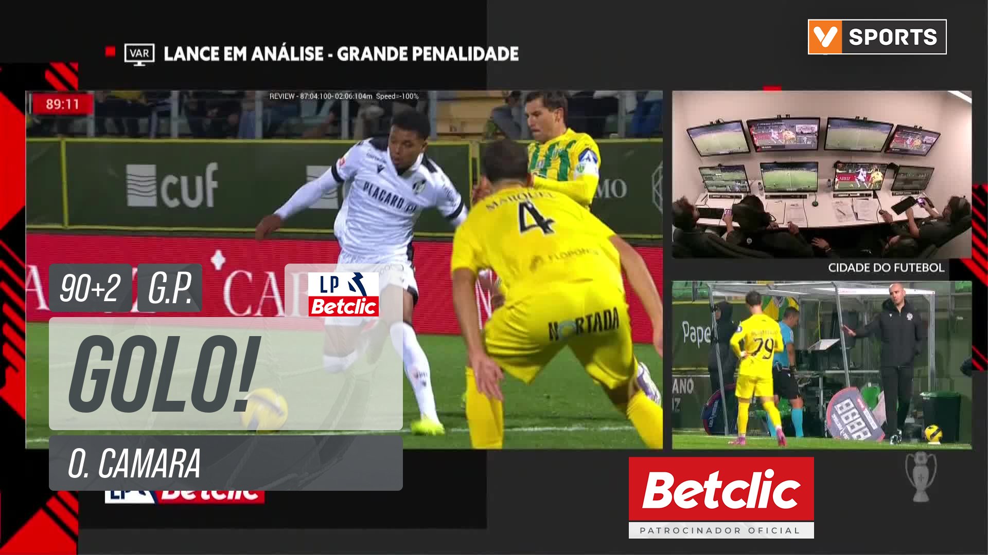 GOLO! Vitória SC, O. Camara aos 90'+2', Tondela 0-1 Vitória SC