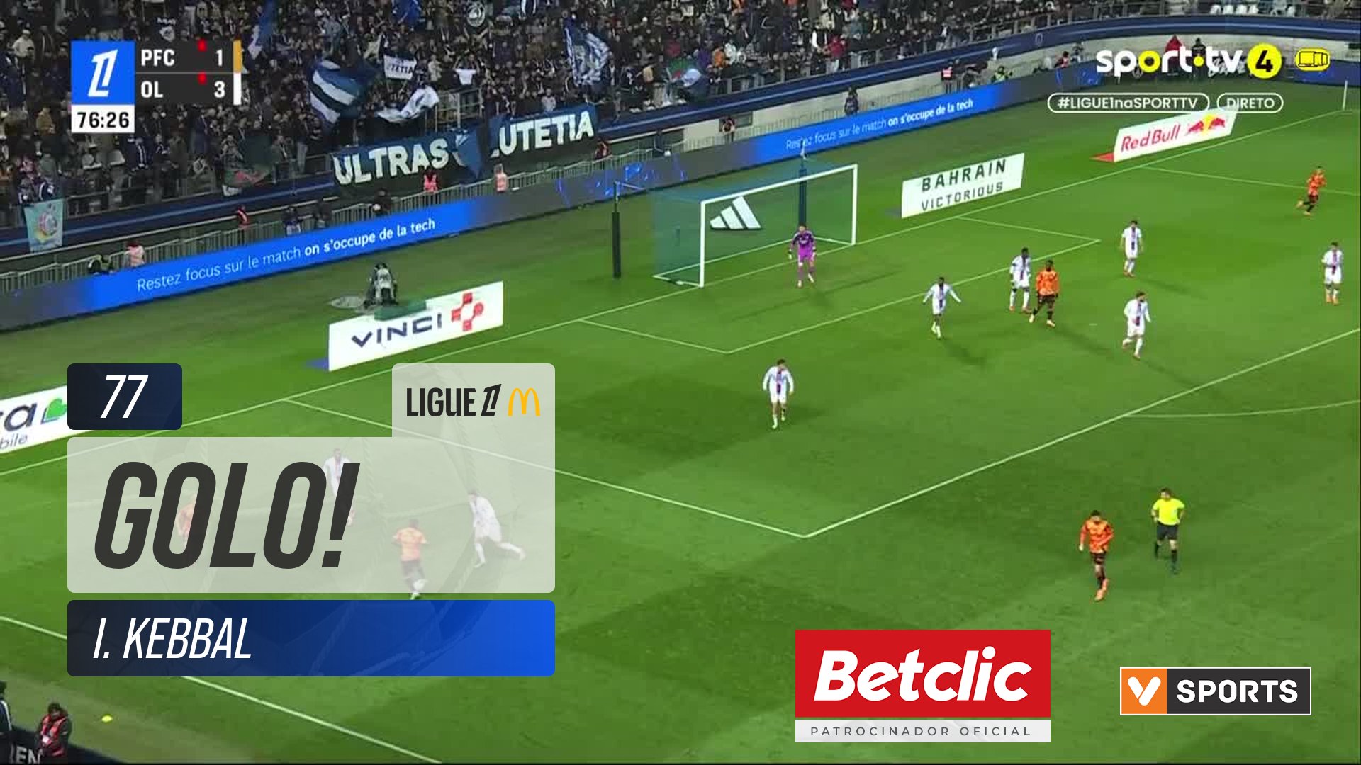 GOLO! Paris FC, I. Kebbal aos 77', Paris FC 2-3 Lyon