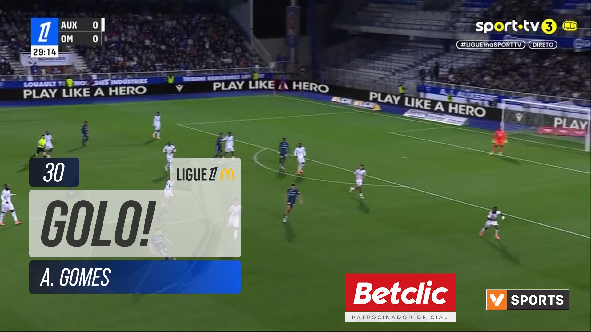 GOLO! Marselha, A. Gomes aos 30', Auxerre 0-1 Marselha