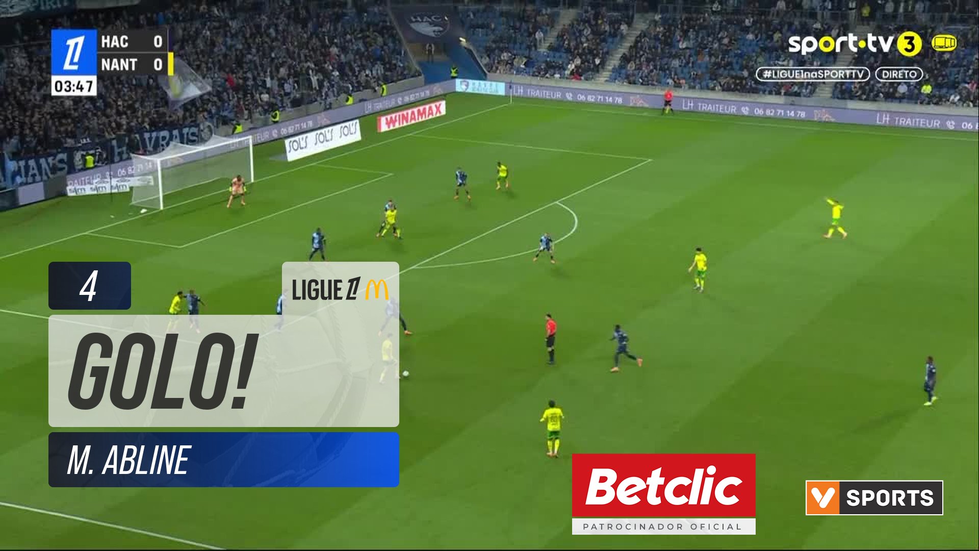 GOLO! Nantes, M. Abline aos 4', Le Havre 0-1 Nantes