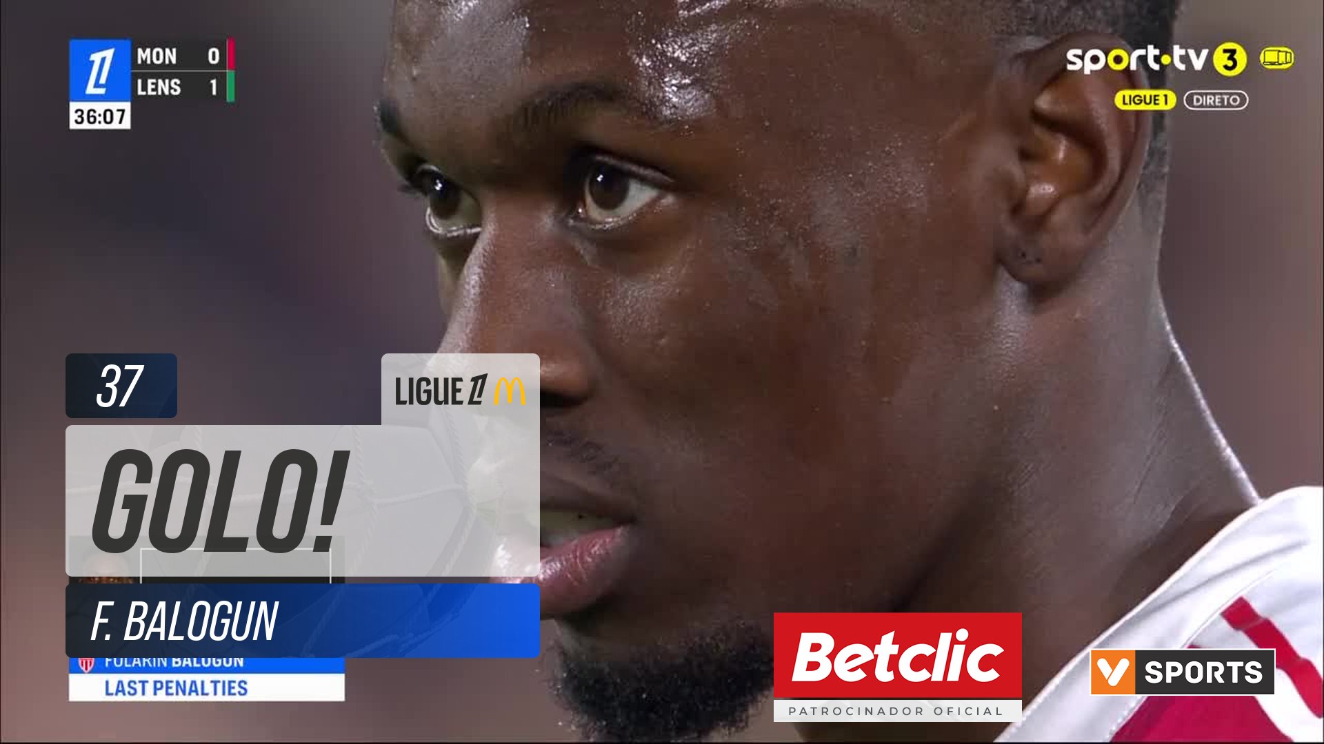 GOLO! Monaco, F. Balogun aos 37', Monaco 1-1 Lens
