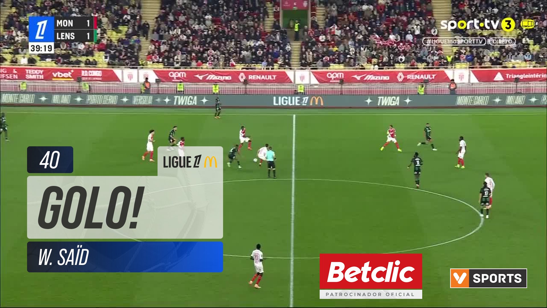 GOLO! Lens, W. Saïd aos 40', Monaco 1-2 Lens