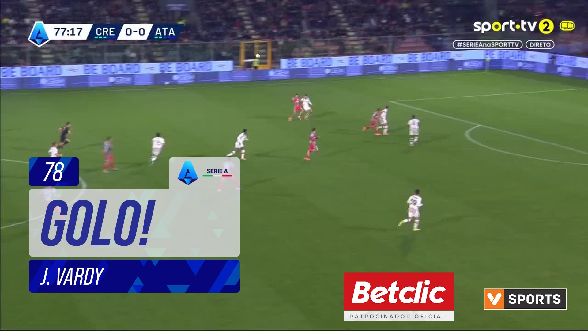 GOLO! Cremonese, J. Vardy aos 78', Cremonese 1-0 Atalanta