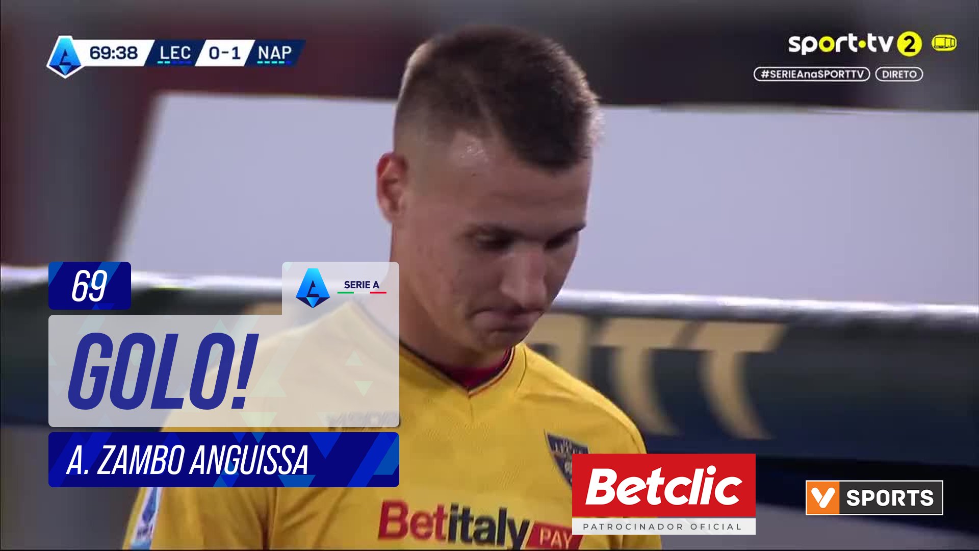GOLO! Napoli, A. Zambo Anguissa aos 69', Lecce 0-1 Napoli