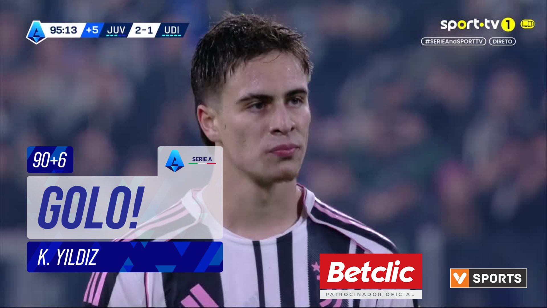 GOLO! Juventus, K. Yıldız aos 90'+6', Juventus 3-1 Udinese
