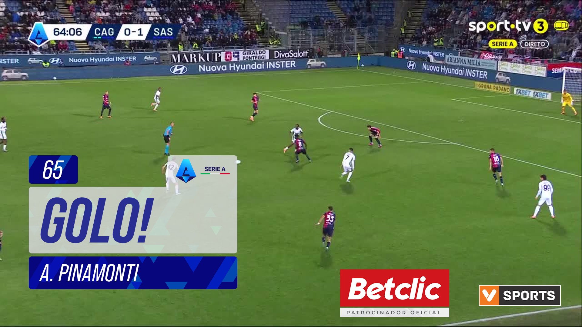 GOLO! Sassuolo, A. Pinamonti aos 65', Cagliari 0-2 Sassuolo