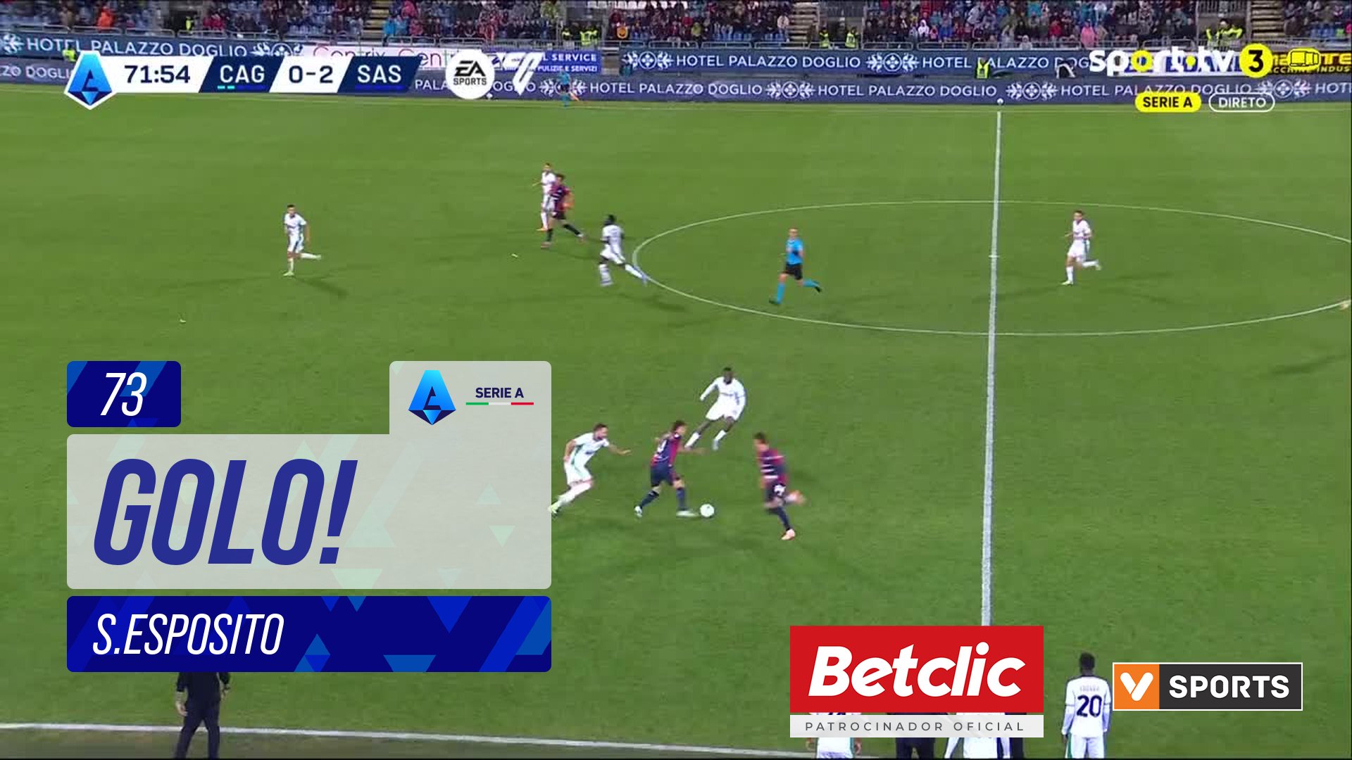 GOLO! Cagliari, S.Esposito aos 73', Cagliari 1-2 Sassuolo