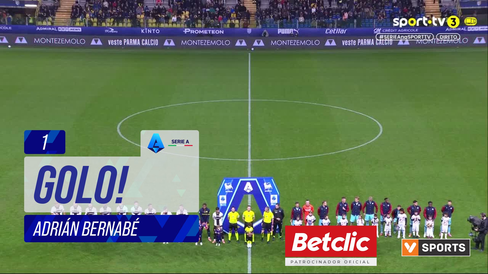 GOLO! Parma, Adrián Bernabé aos 1', Parma 1-0 Bologna