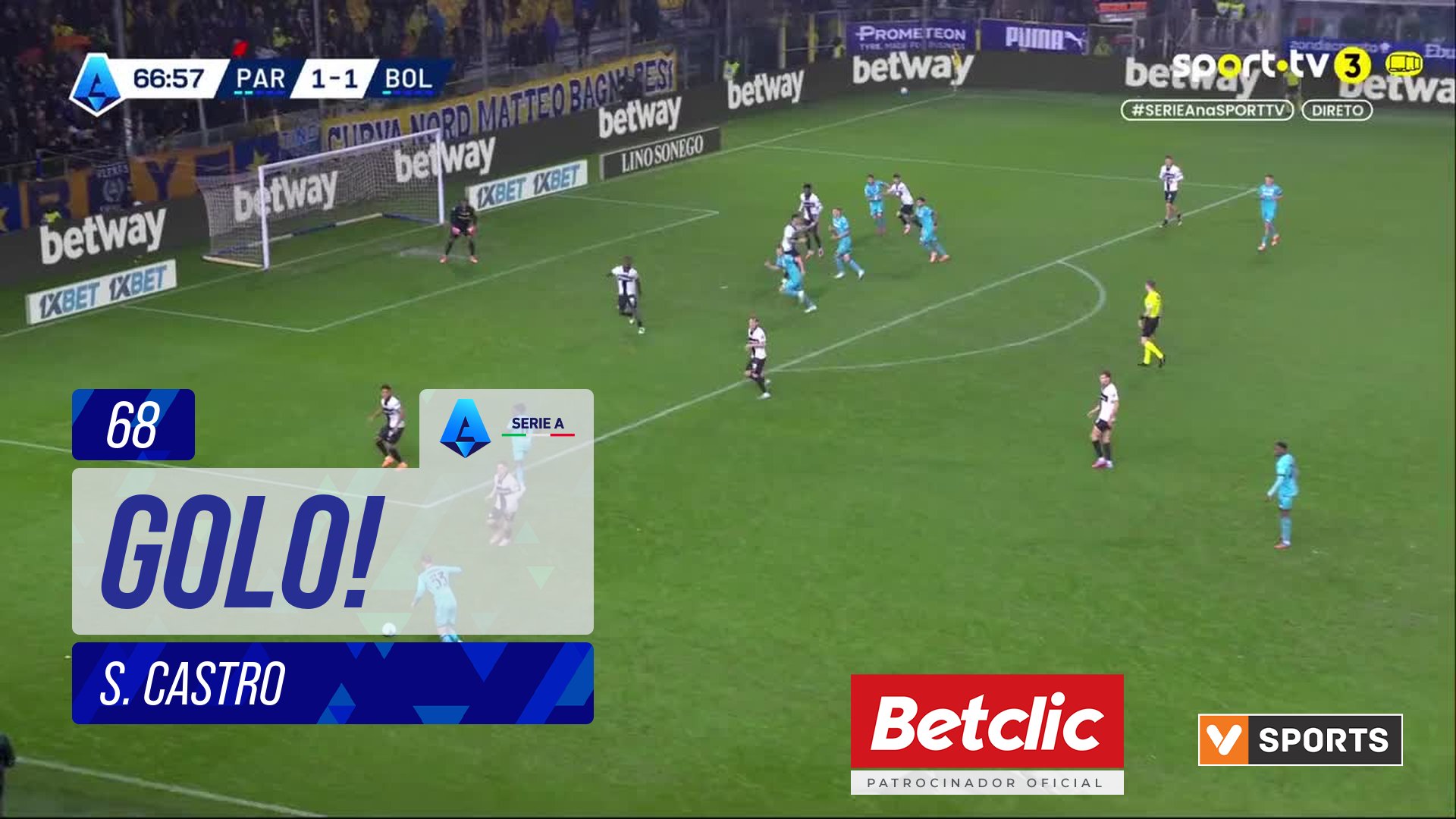 GOLO! Bologna, S. Castro aos 68', Parma 1-2 Bologna
