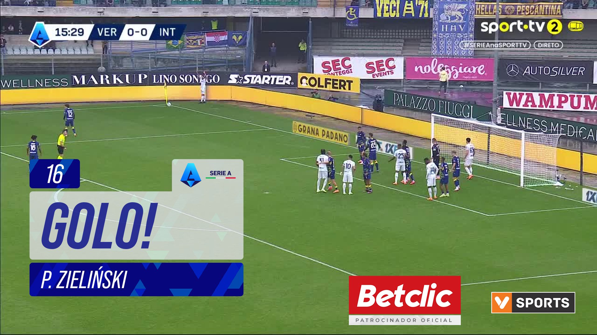 GOLO! Internazionale, P. Zieliński aos 16', Verona 0-1 Internazionale