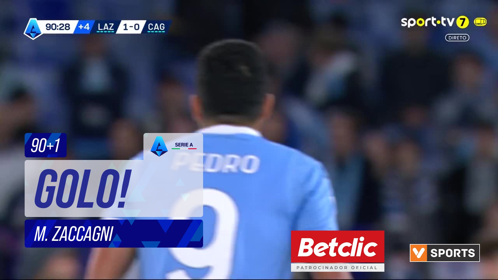 GOLO! Lazio, M. Zaccagni aos 90'+1', Lazio 2-0 Cagliari