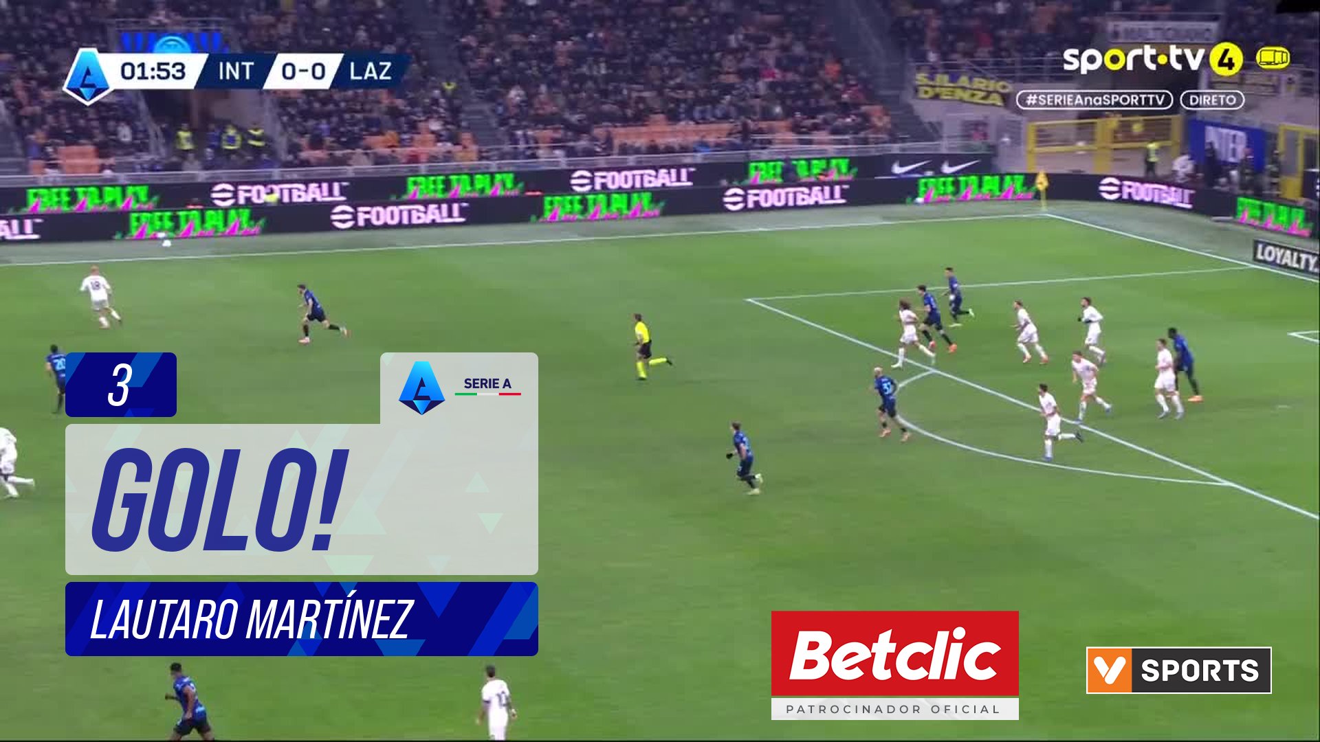 GOLO! Internazionale, Lautaro Martínez aos 3', Internazionale 1-0 Lazio