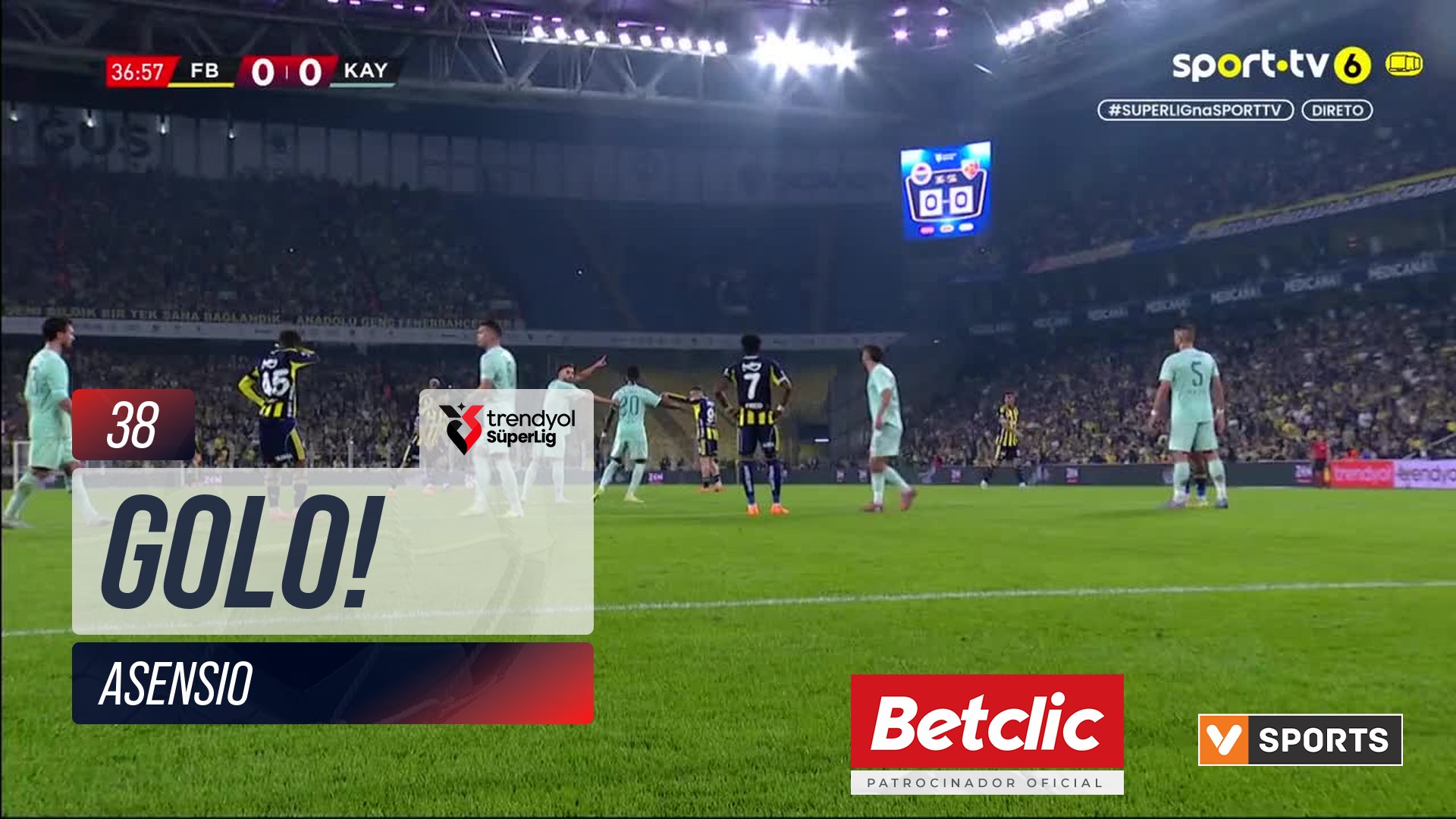 GOLO! Fenerbahçe, Asensio aos 38', Fenerbahçe 1-0 Kayserispor
