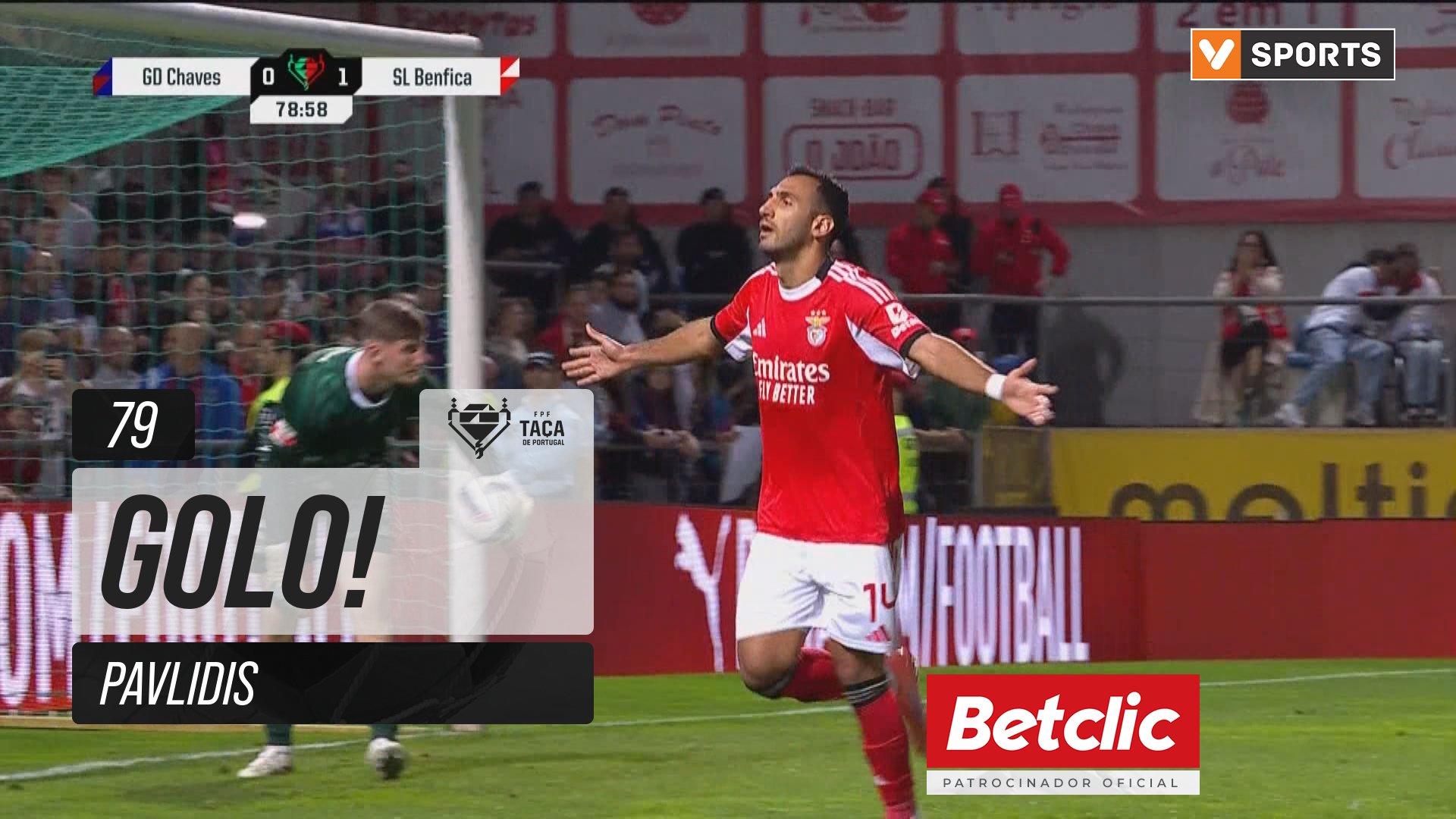 Chaves X Benfica - Benfica, Golo, Pavlidis, 79m, 0-2